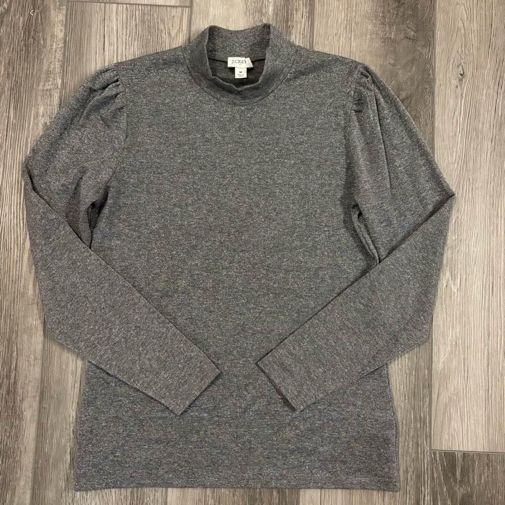 🪩J. Crew🪩 Shiny Gray Turtleneck